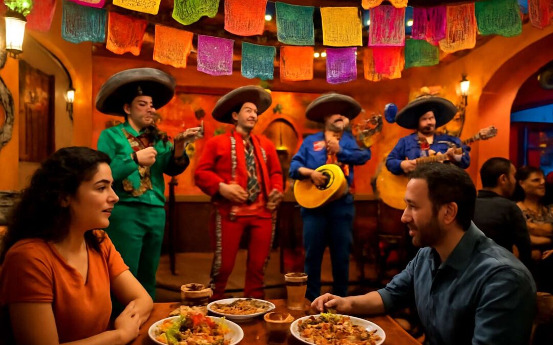Spice, songs, and smiles at a mexican restaurant with mariachi band.