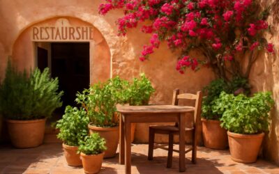 Escape to mexican restaurant gardens: a lush blend of flavor and foliage.
